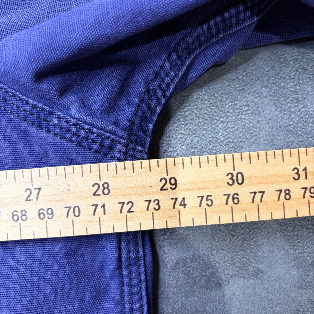 Carhartt Shirt Jacket Mens XL Blue Blanket Lined Button Snap Workwear Distressed - Picture 14 of 16